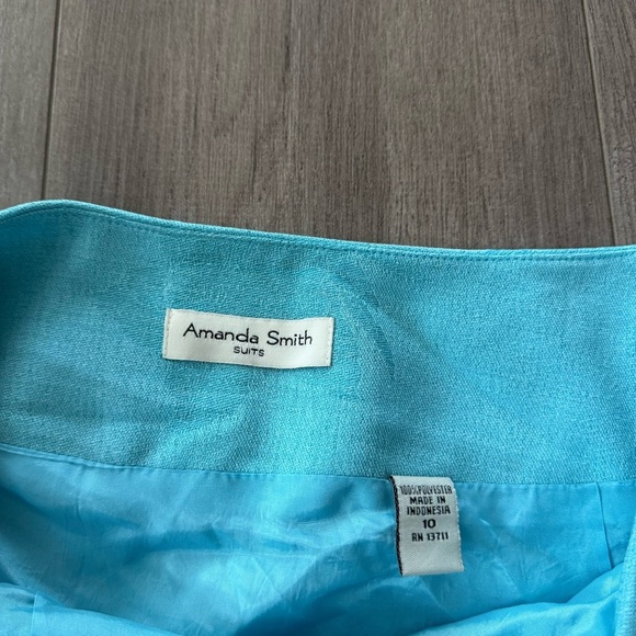 Vintage Amanda Smith Turquoise Floral Embossed Classic Skirt - Picture 4 of 4